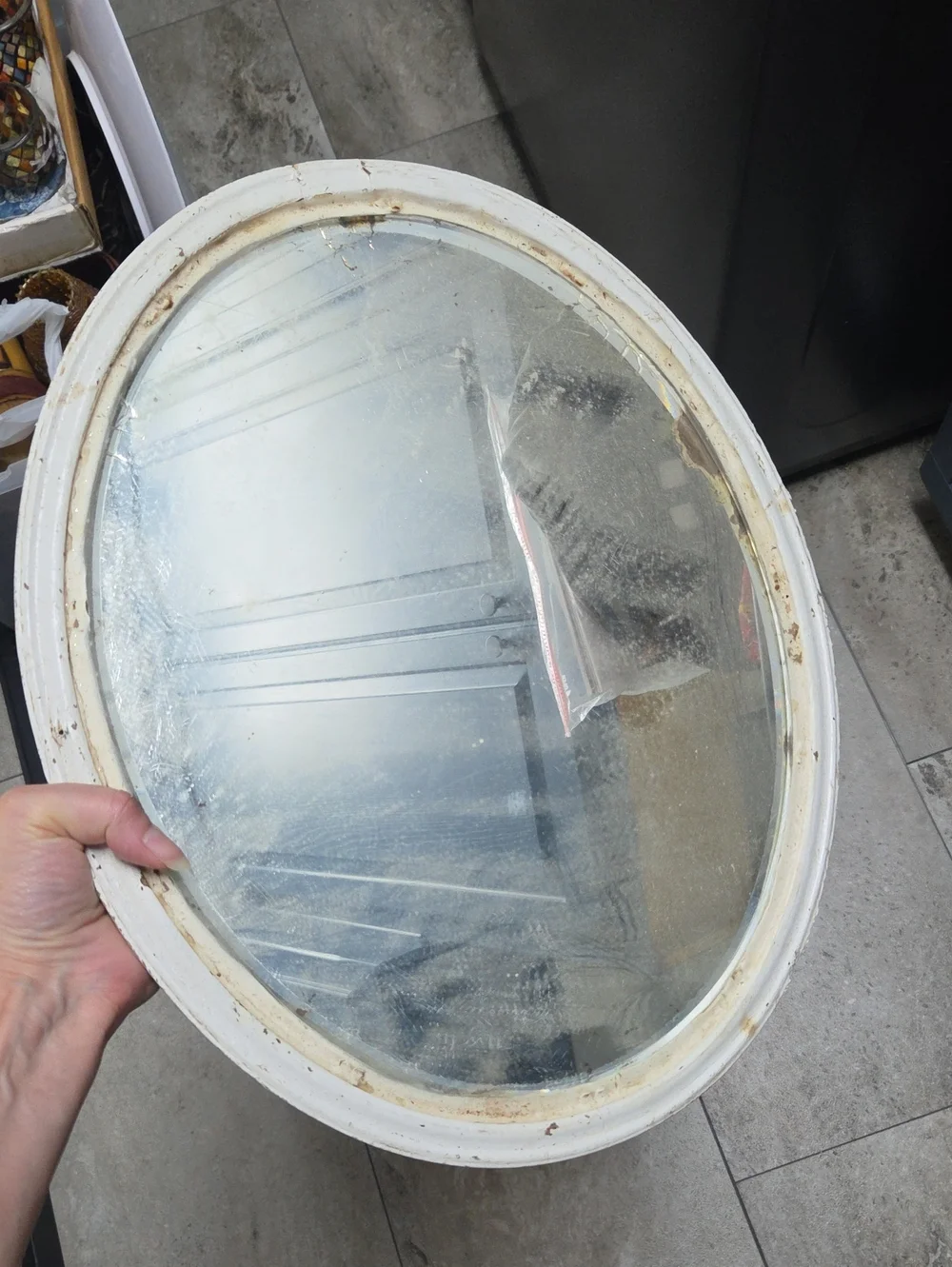 Antique White Oval Decorative Mirror - Classic Home Accent